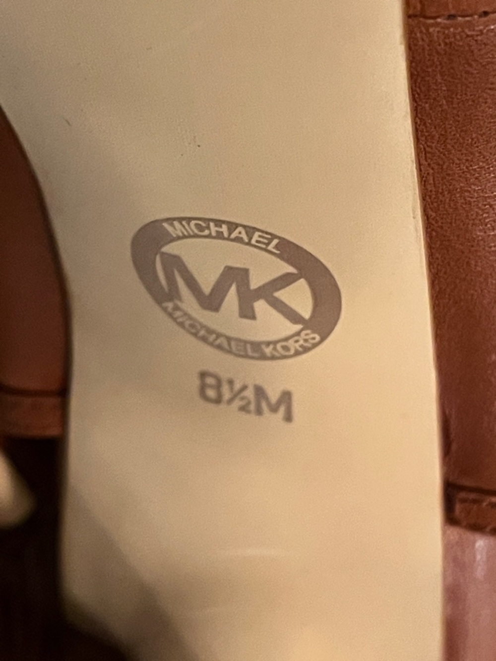 Michael Kors Cognac Leather High-Heel Sandals Size 8.5 - Picture 9 of 10